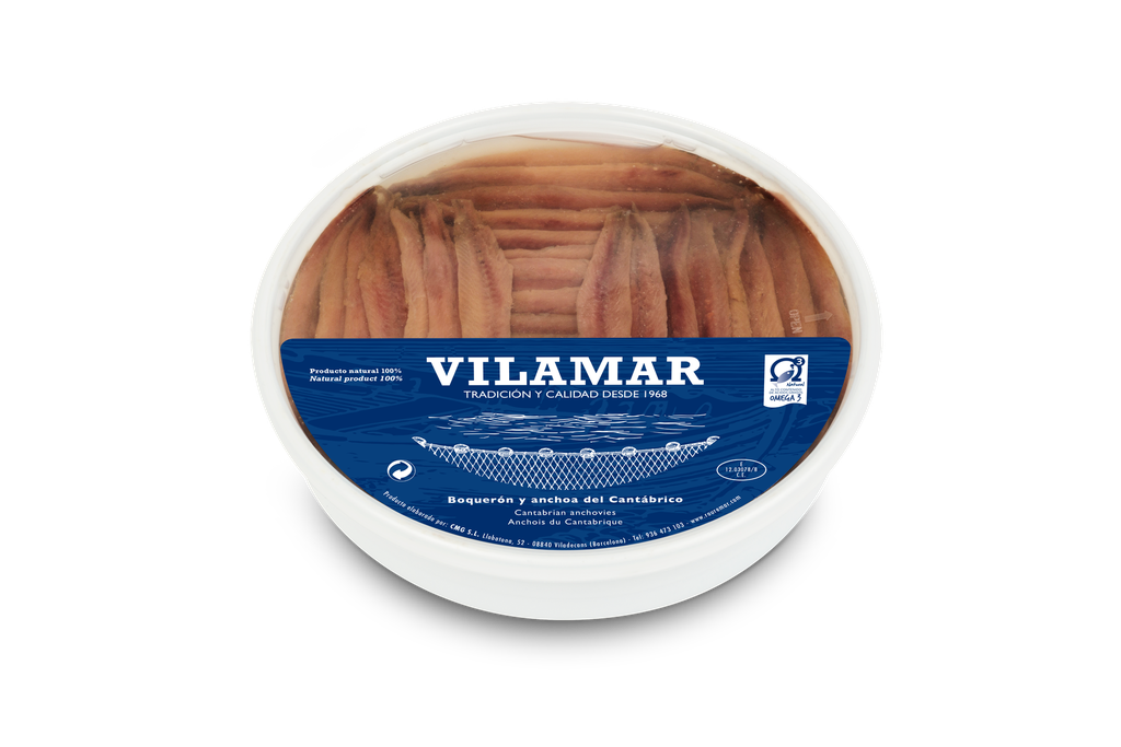 Filetes de anchoa en aceite 650 g -Vilamar- (6x1)